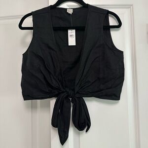 LOFT Black Sleeveless Tie-Front Top